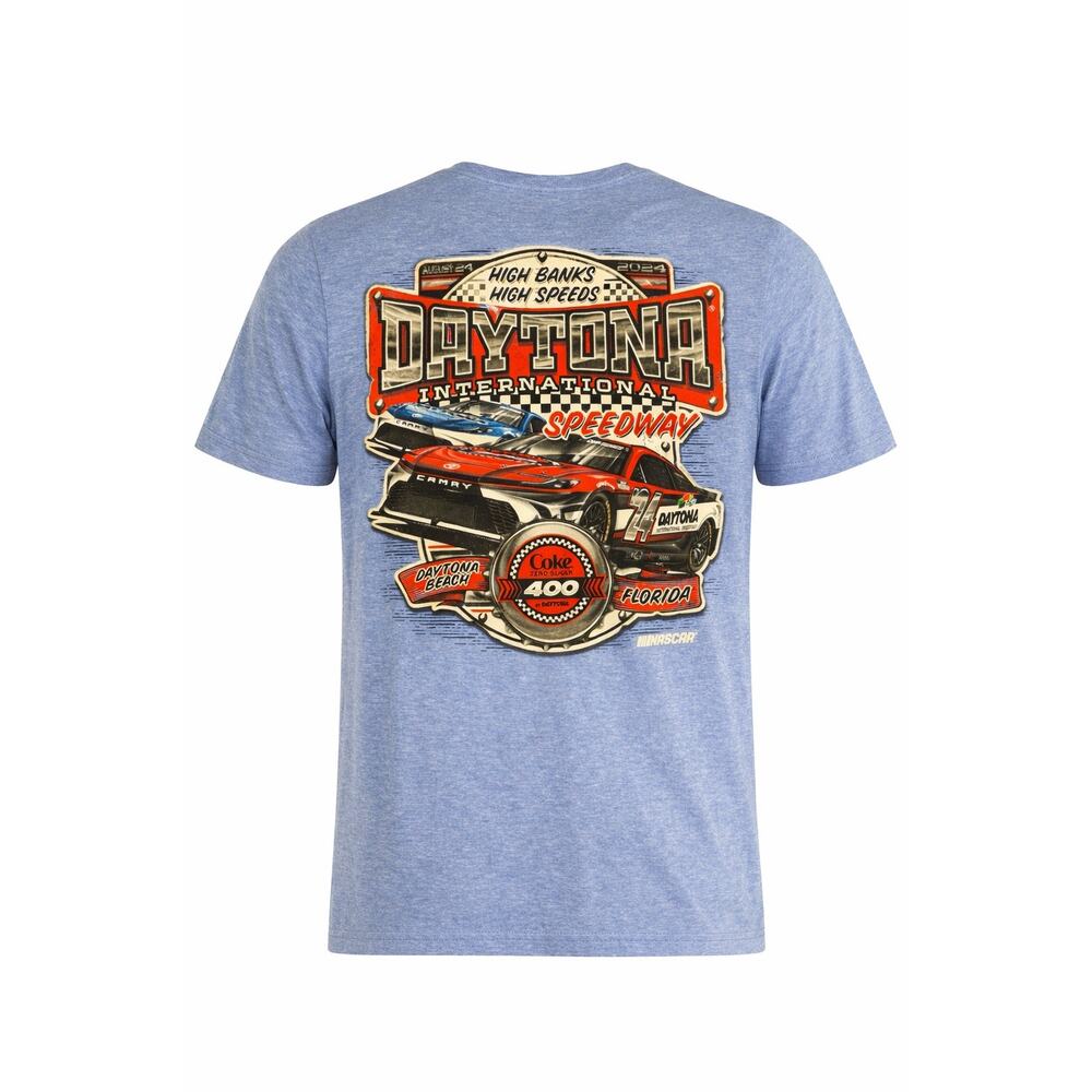 NASCAR Daytona Coke 400 2024 Blue Graphic Racing Tee Mens M